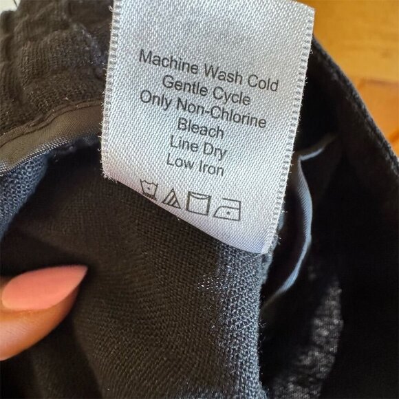 Coldwater Creek Women's Black Linen Pants Size L 14 Elastic Waistband - Picture 8 of 8